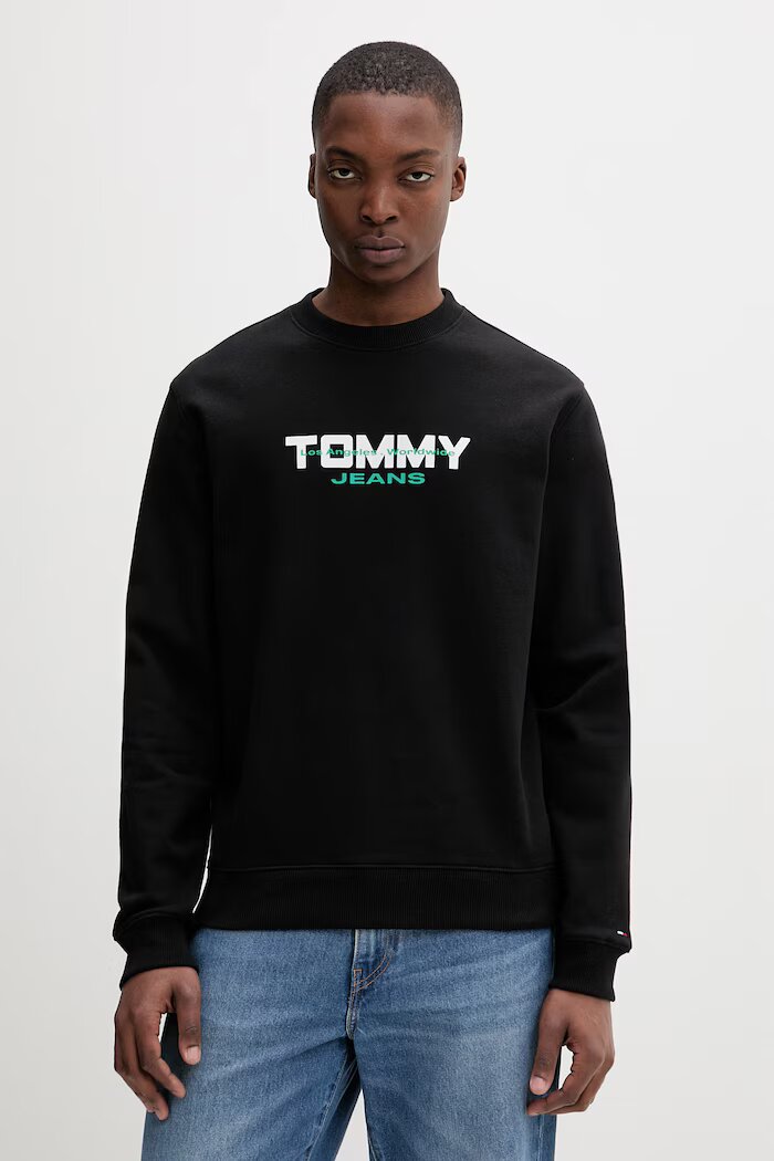 Tommy Jeans суичър мъжки от памук черен DM0DM22682