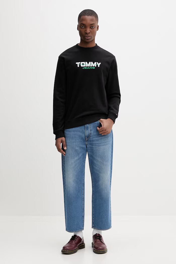 Tommy Jeans суичър мъжки от памук черен DM0DM22682