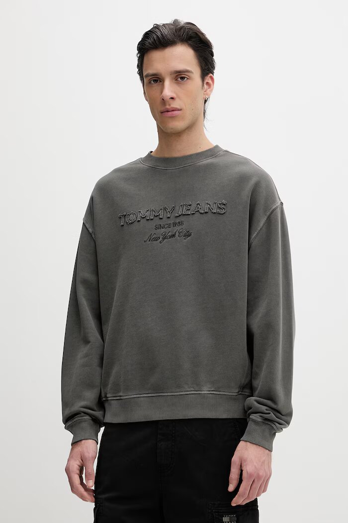 Tommy Jeans суичър мъжки от памук сив DM0DM22714