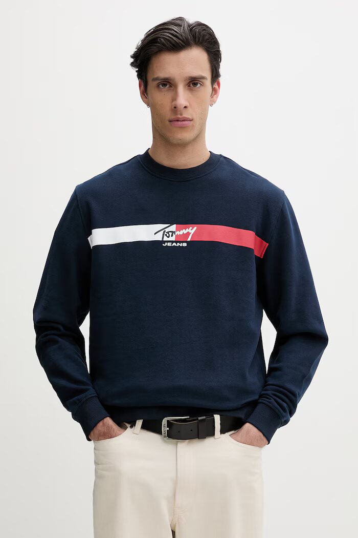 Tommy Jeans суичър мъжки от памук тъмносин DM0DM23019