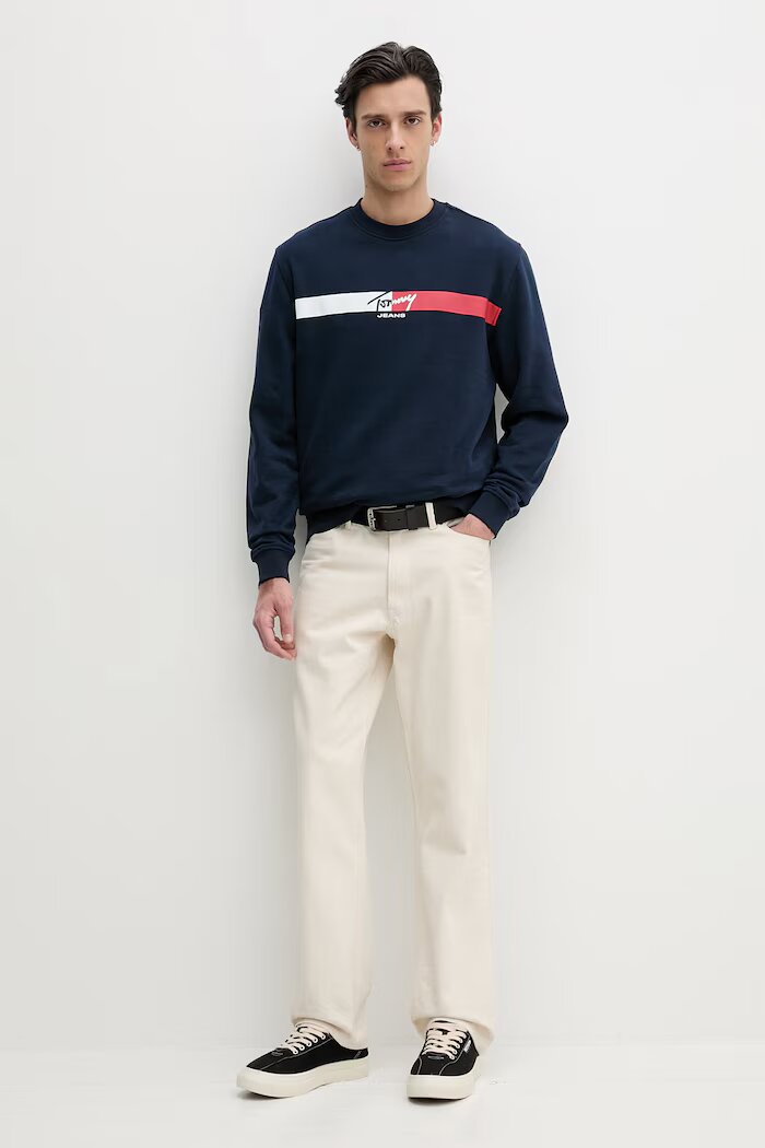 Tommy Jeans суичър мъжки от памук тъмносин DM0DM23019