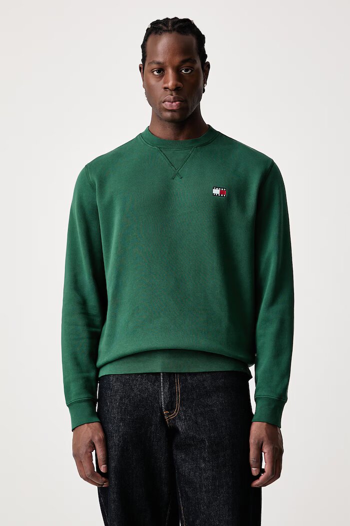 Tommy Jeans суичър мъжки с памук зелен DM0DM23607