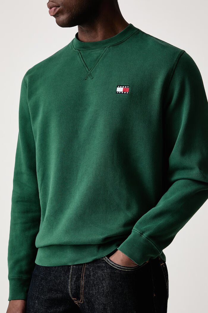 Tommy Jeans суичър мъжки с памук зелен DM0DM23607