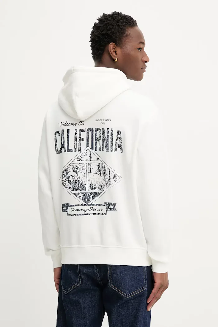 Tommy Jeans Суичър мъжки в бежово с качулка с принт DM0DM22380