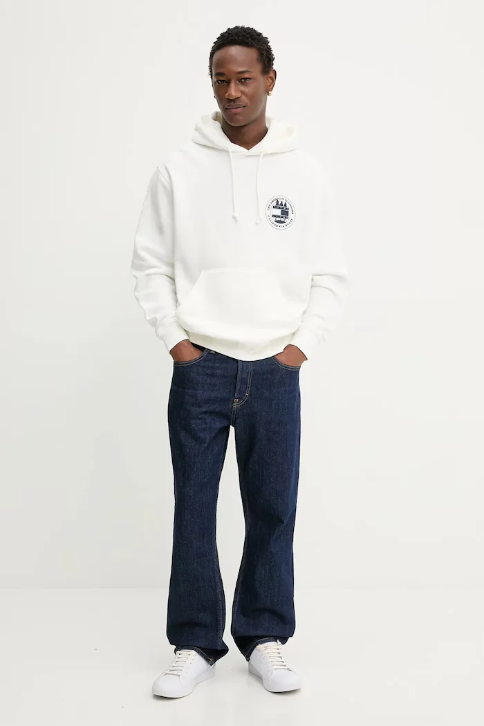 Tommy Jeans Суичър мъжки в бежово с качулка с принт DM0DM22380