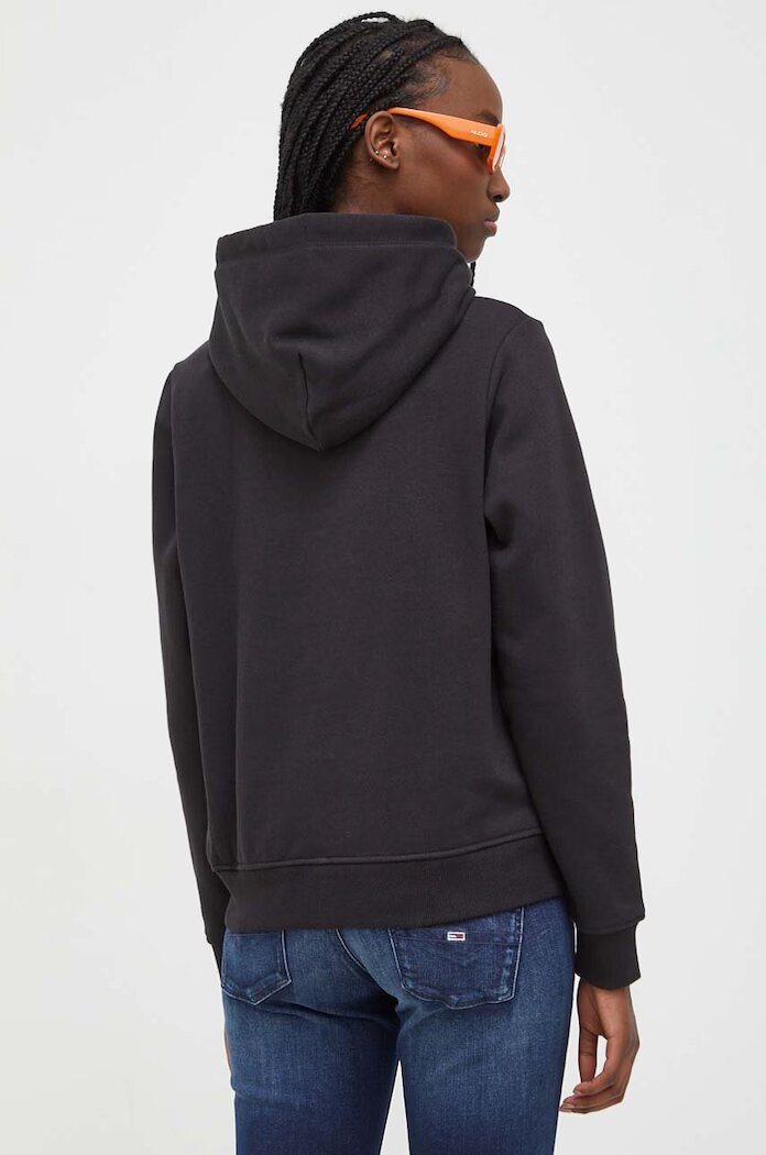 Tommy Jeans суичър с качулка дамски от памук с еластан черен DW0DW17324
