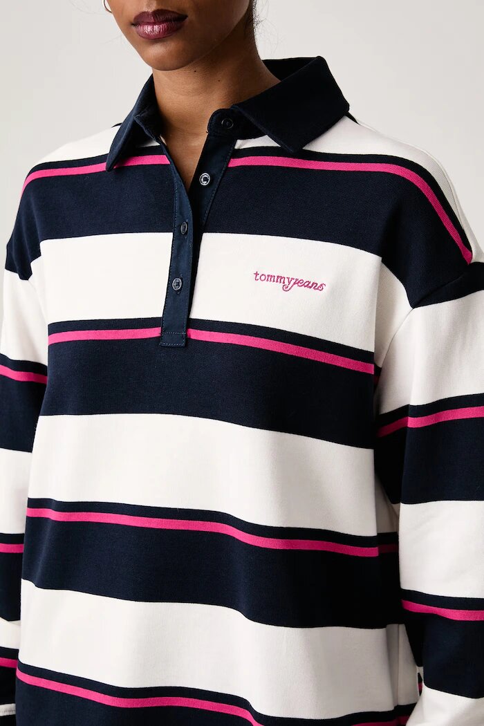 Tommy Jeans суичър с качулка дамски от памук тъмносин DW0DW23303