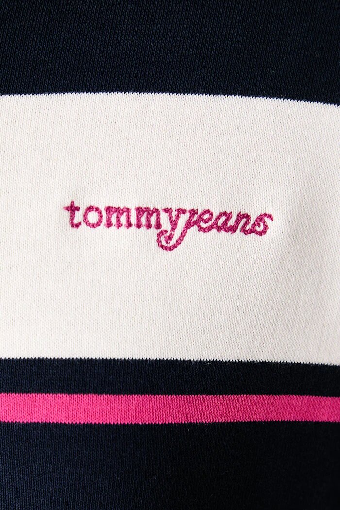 Tommy Jeans суичър с качулка дамски от памук тъмносин DW0DW23303