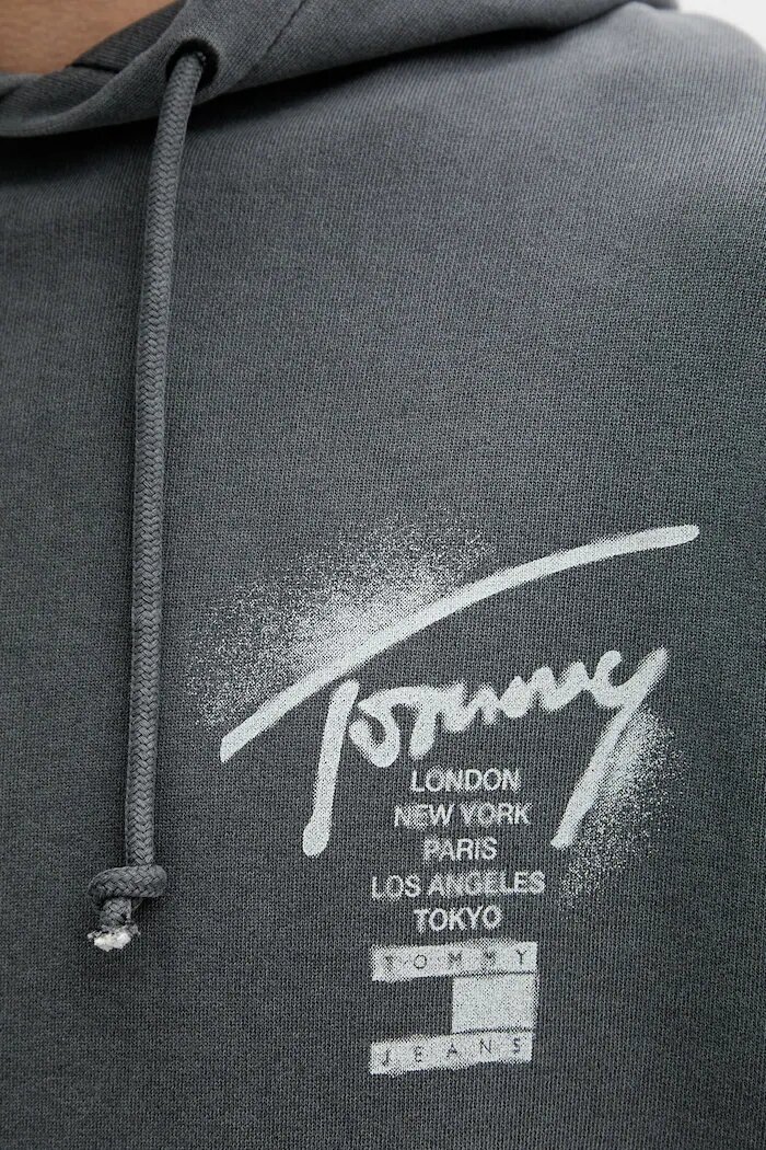 Tommy Jeans суичър с качулка мъжки от памук сив DM0DM22840