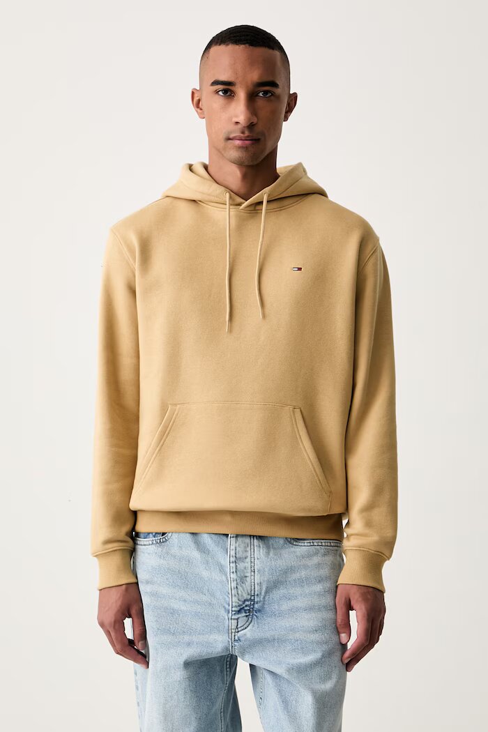 Tommy Jeans суичър с качулка мъжки с памук бежов DM0DM20742