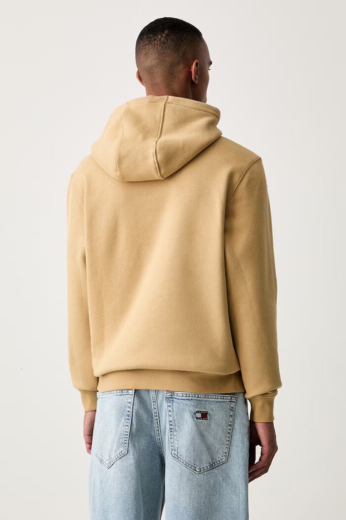 Tommy Jeans суичър с качулка мъжки с памук бежов DM0DM20742