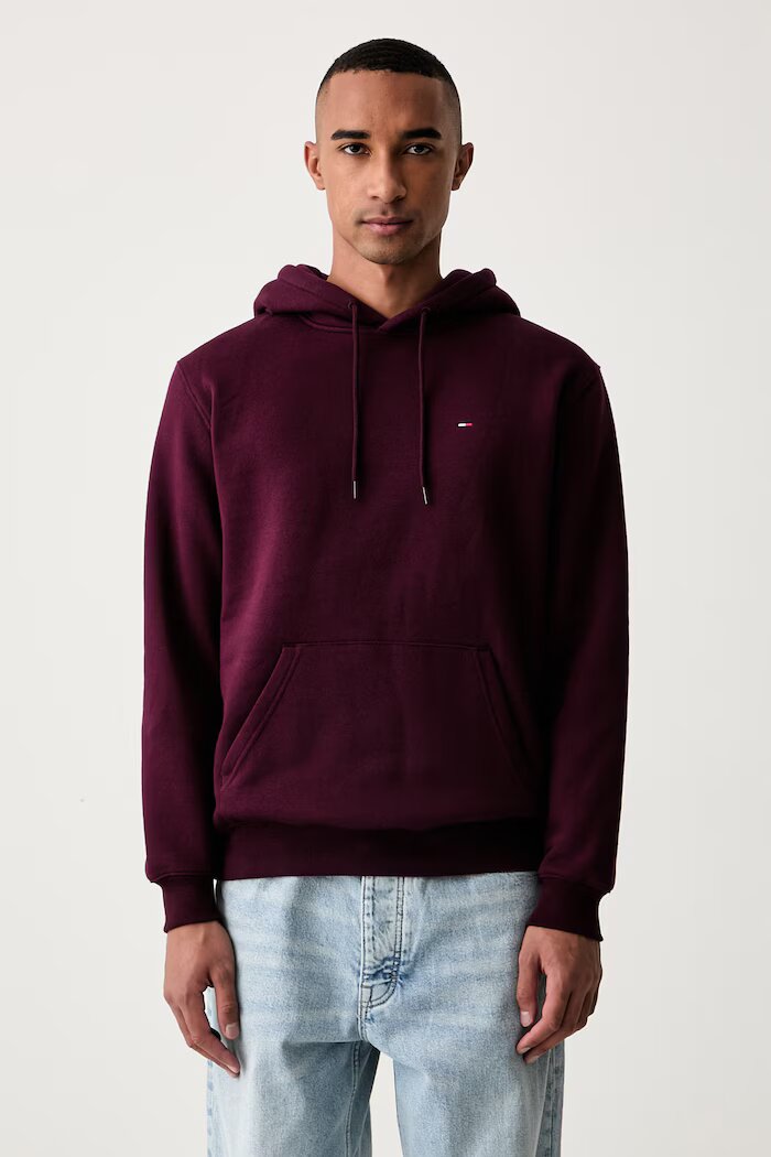 Tommy Jeans суичър с качулка мъжки с памук бордо DM0DM20742