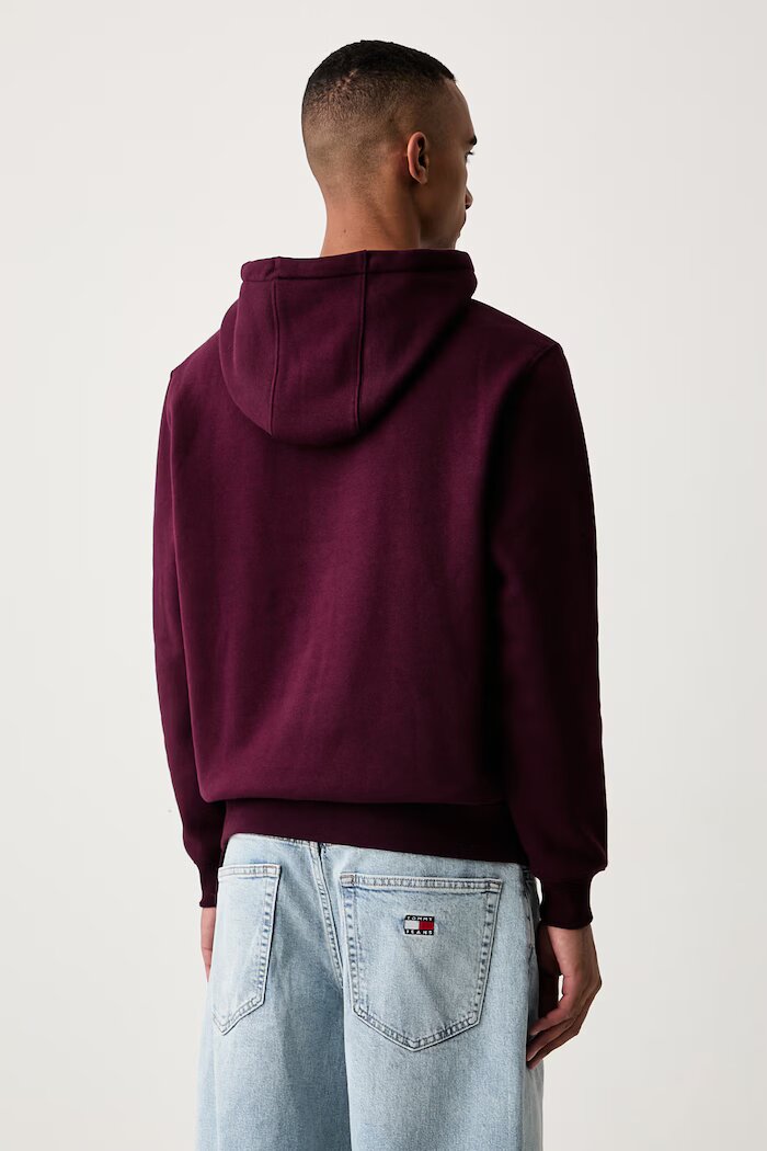 Tommy Jeans суичър с качулка мъжки с памук бордо DM0DM20742