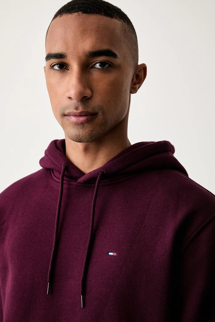 Tommy Jeans суичър с качулка мъжки с памук бордо DM0DM20742