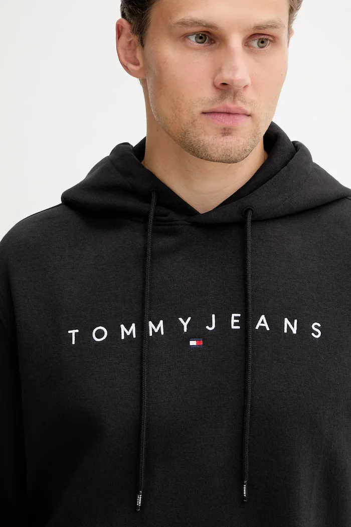 Tommy Jeans суичър с качулка мъжки с памук черен DM0DM20746