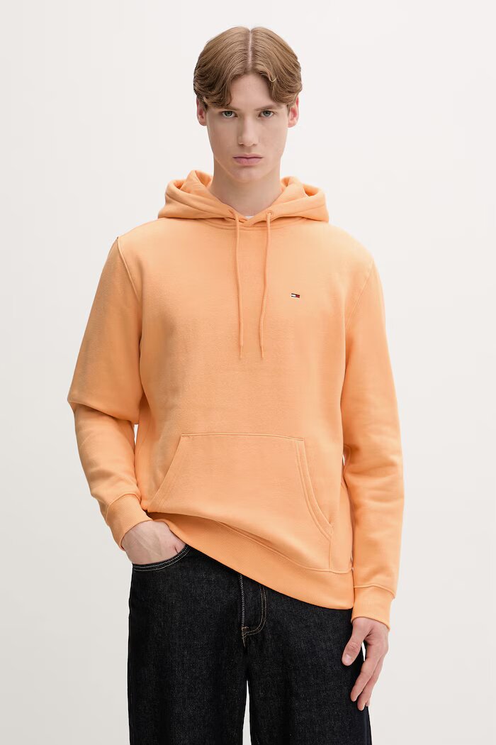 Tommy Jeans суичър с качулка мъжки с памук оранжев DM0DM20742