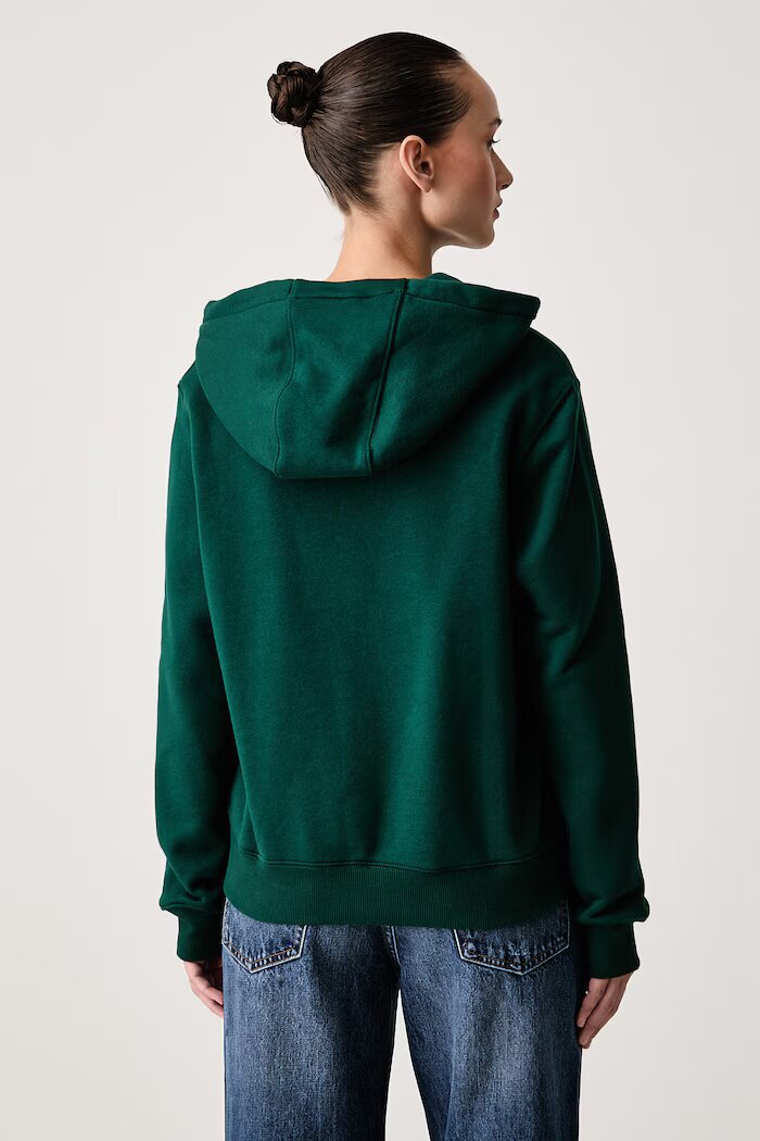 Tommy Jeans суичър с цип дамски с памук зелен DW0DW19729