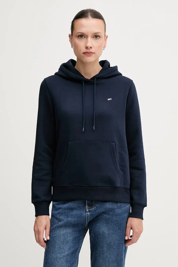Tommy Jeans Суичър в тъмносиньо с качулка с изчистен дизайн DW0DW19958