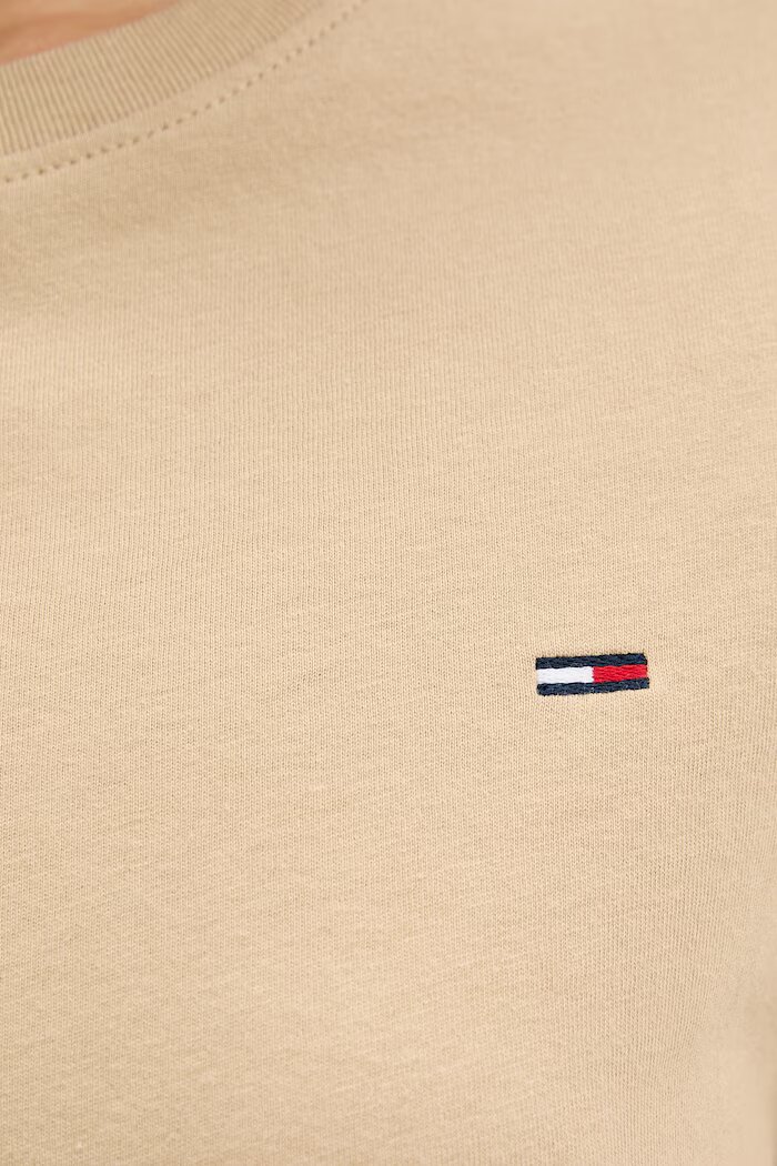 Tommy Jeans тениска basic дамска от памук бежова DW0DW20459