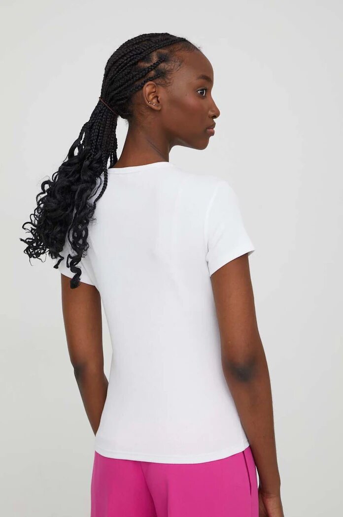 Tommy Jeans тениска basic дамска от памук с еластан бяла DW0DW17383