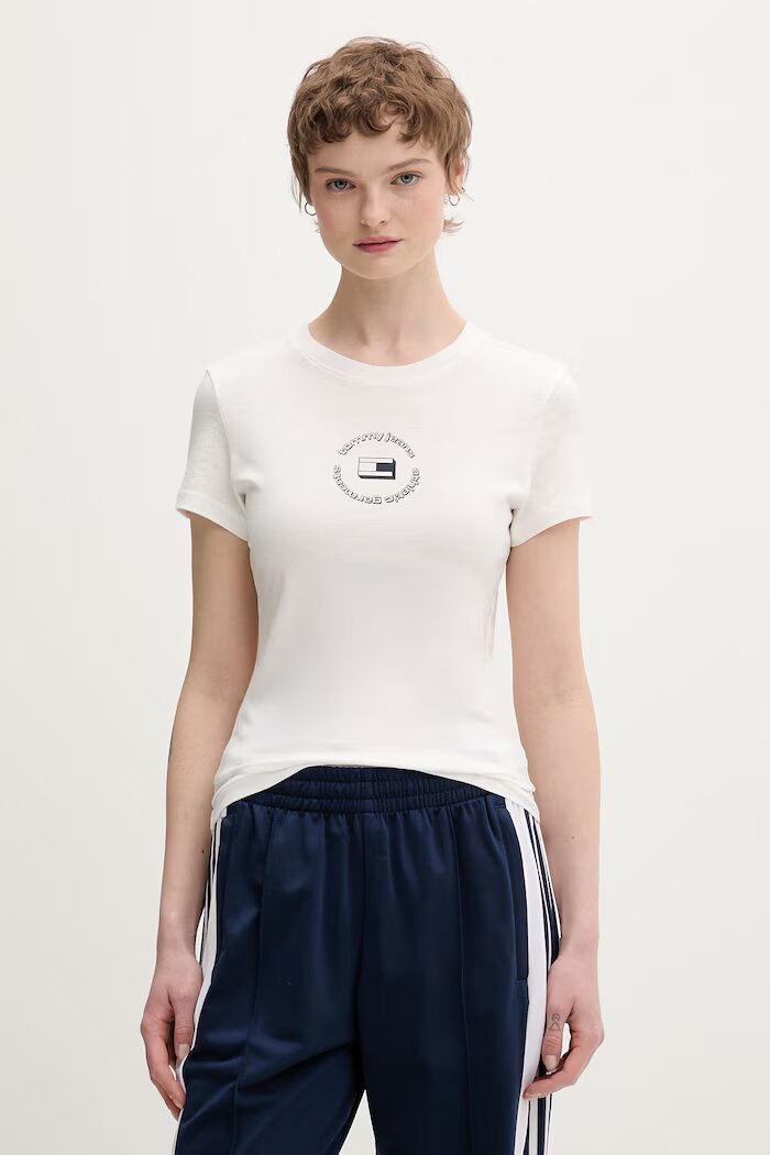 Tommy Jeans тениска basic дамска памучна бяла DW0DW22273
