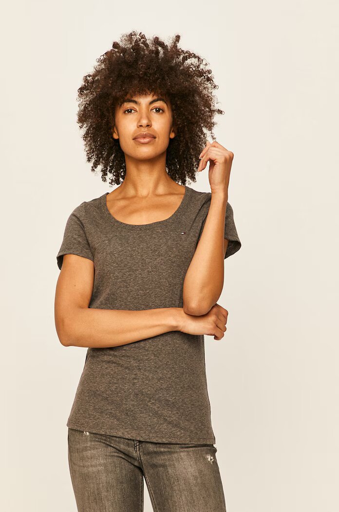 Tommy Jeans тениска basic дамска с памук сива