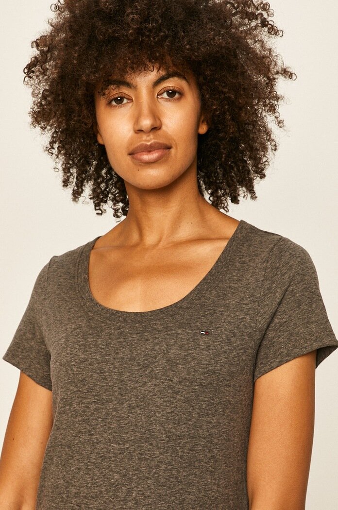 Tommy Jeans тениска basic дамска с памук сива