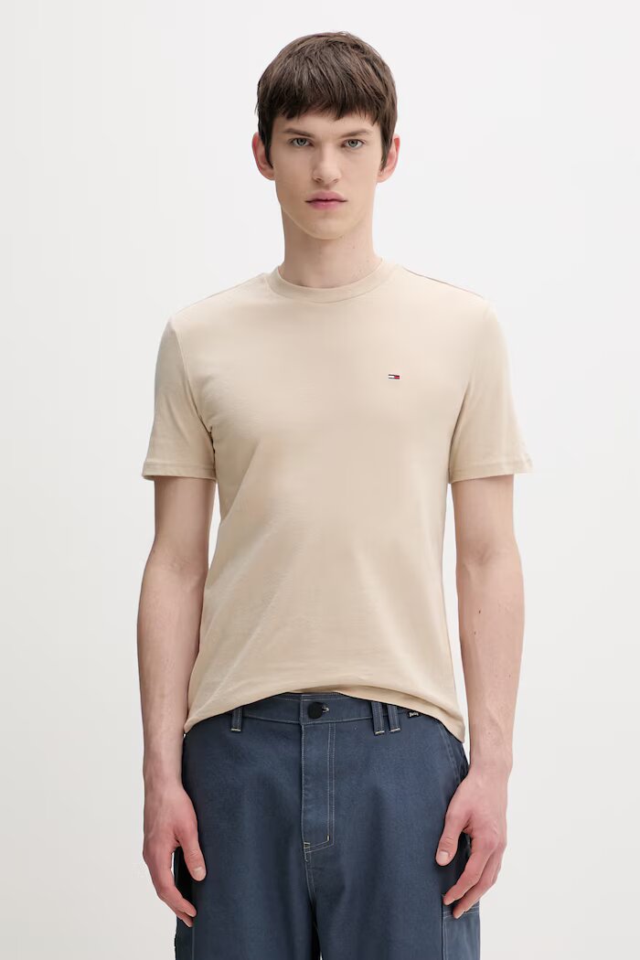 Tommy Jeans тениска basic мъжка от памук 2 броя бежова DM0DM20687