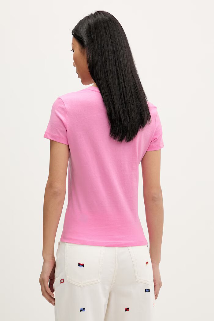 Tommy Jeans тениска базова дамска от памук розова DW0DW20459