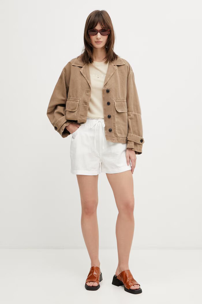 Tommy Jeans тениска дамска от памук бежова DW0DW18398