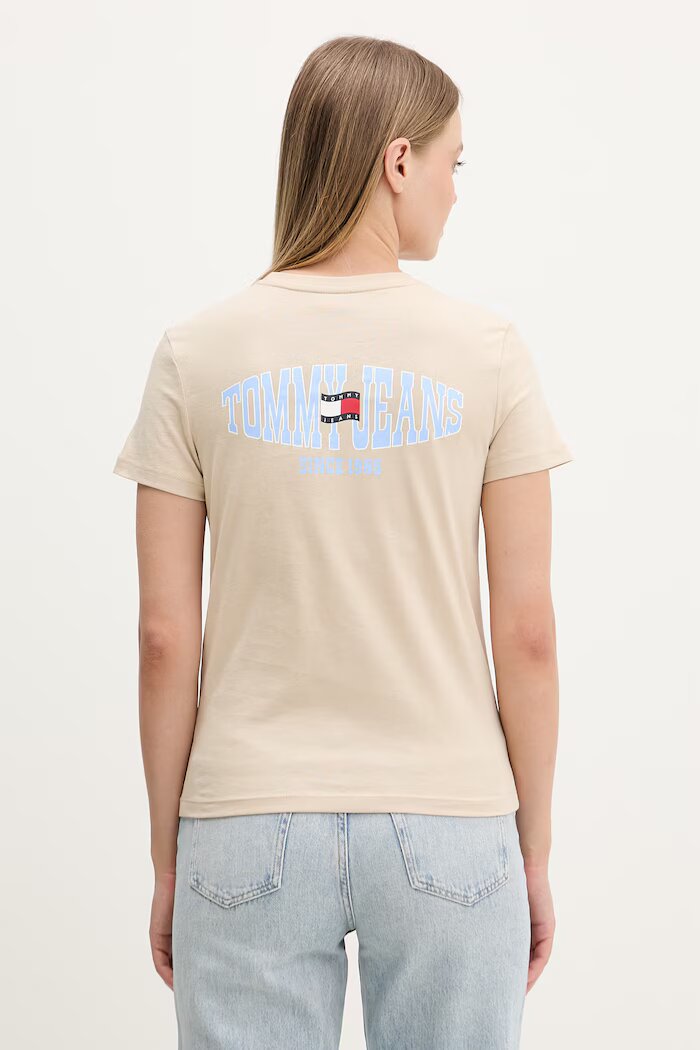 Tommy Jeans тениска дамска от памук бежова DW0DW22274
