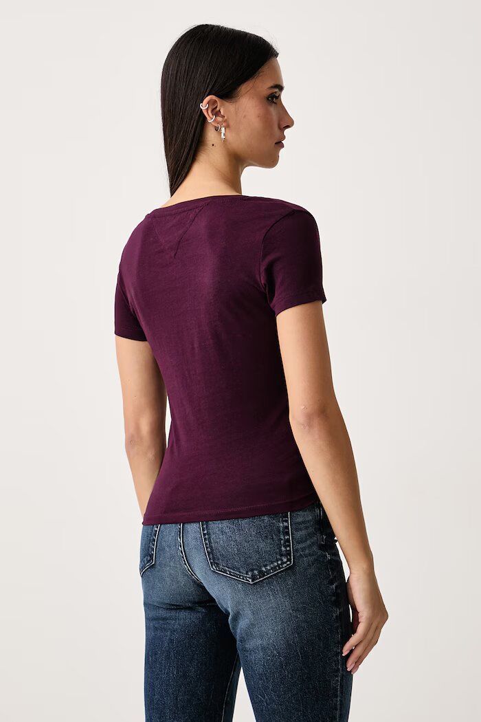 Tommy Jeans тениска дамска от памук бордо DW0DW20458