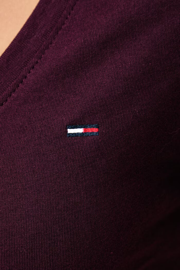 Tommy Jeans тениска дамска от памук бордо DW0DW20458