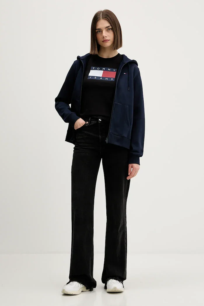 Tommy Jeans тениска дамска от памук черна DW0DW22562