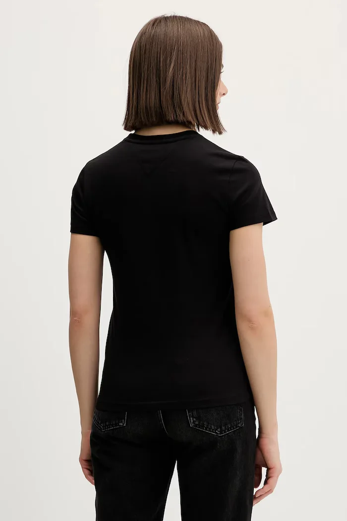 Tommy Jeans тениска дамска от памук черна DW0DW22562
