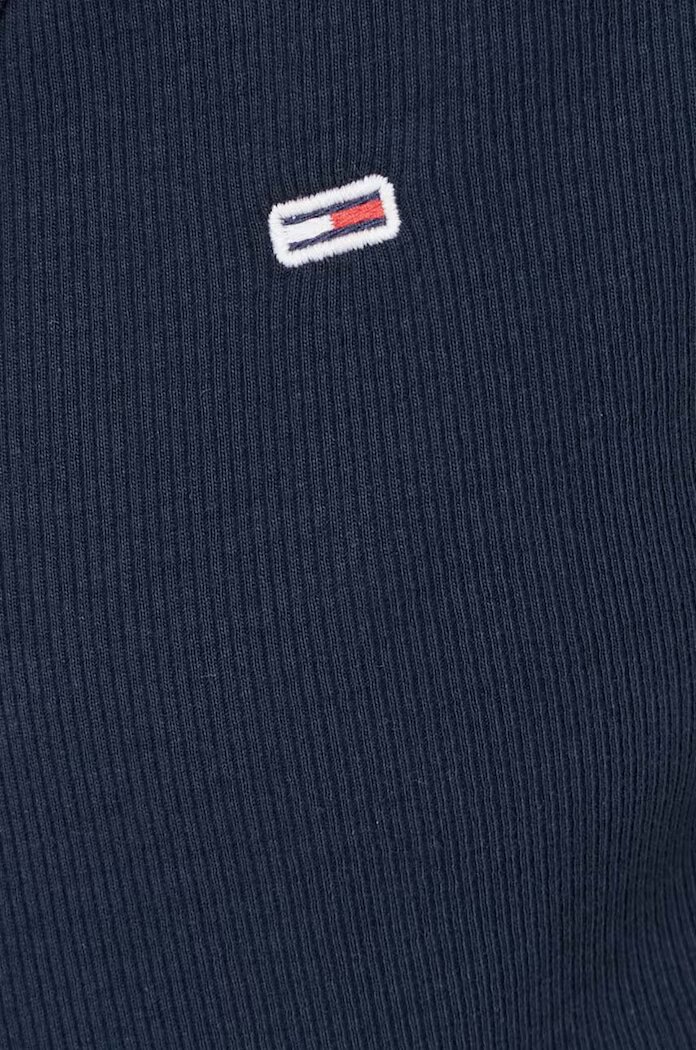 Tommy Jeans тениска дамска от памук с еластан тъмносиня DW0DW17385