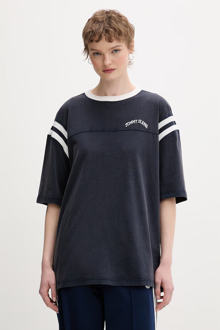 Tommy Jeans тениска дамска памучна тъмносиня DW0DW22307