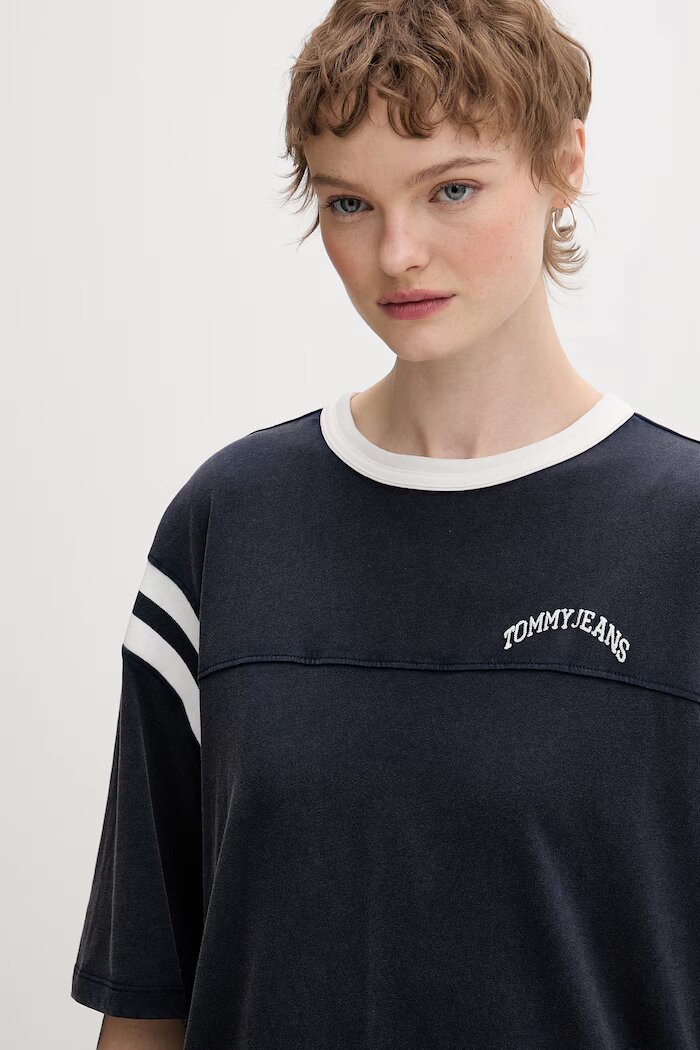 Tommy Jeans тениска дамска памучна тъмносиня DW0DW22307