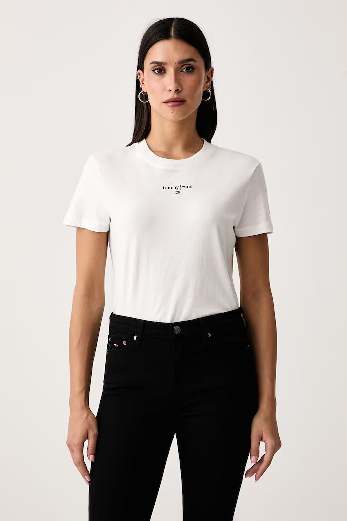 Tommy Jeans тениска дамска с памук бяла DW0DW23527