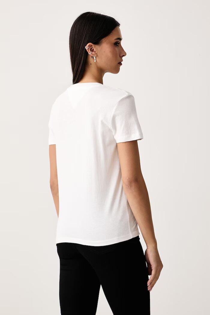 Tommy Jeans тениска дамска с памук бяла DW0DW23527