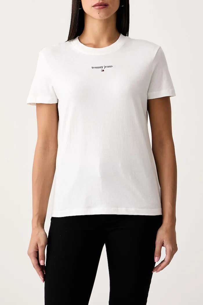 Tommy Jeans тениска дамска с памук бяла DW0DW23527