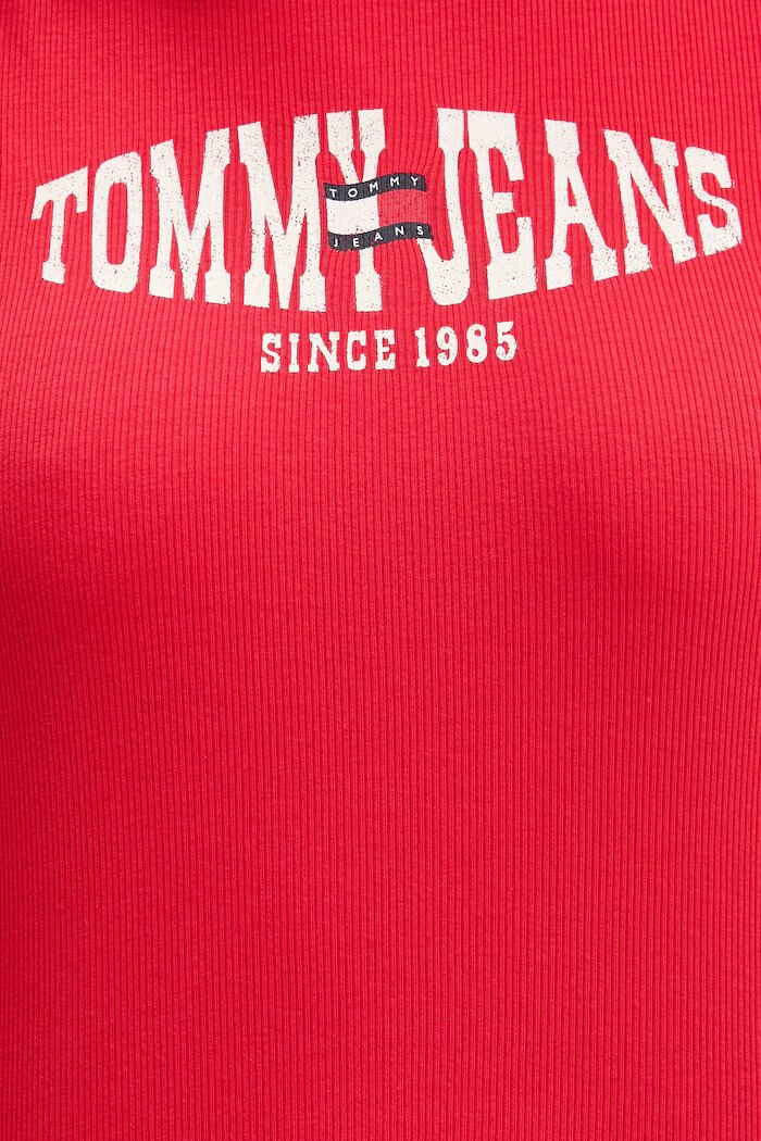 Tommy Jeans тениска дамска с памук червена DW0DW22272