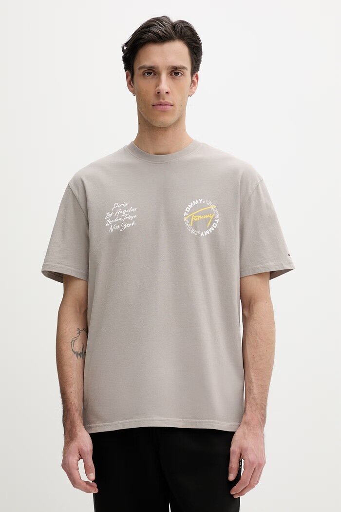 Tommy Jeans тениска мъжка от памук бежова DM0DM22535