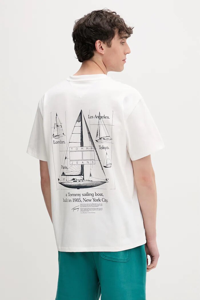 Tommy Jeans тениска мъжка от памук бяла DM0DM23184