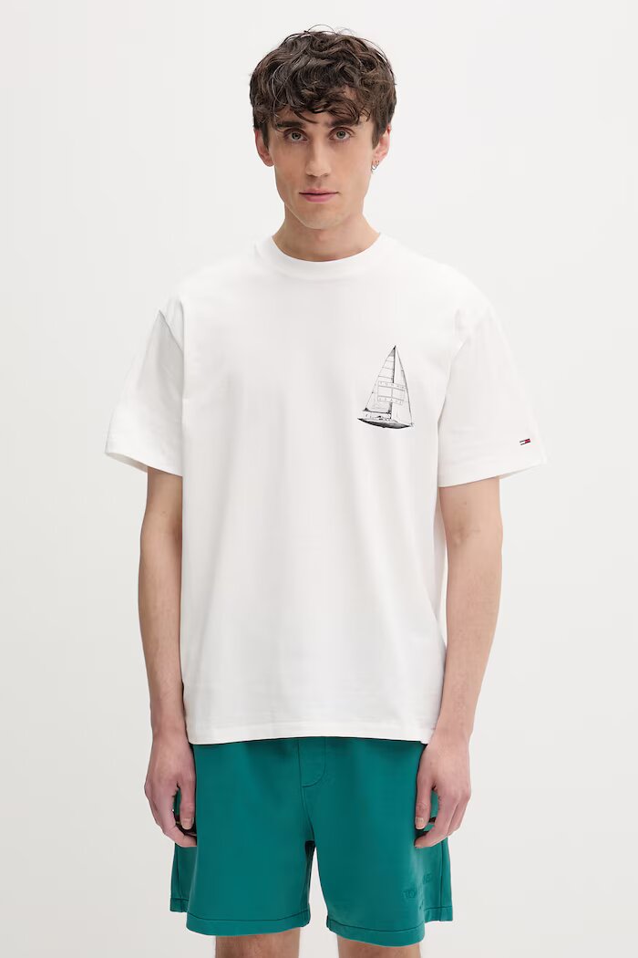 Tommy Jeans тениска мъжка от памук бяла DM0DM23184