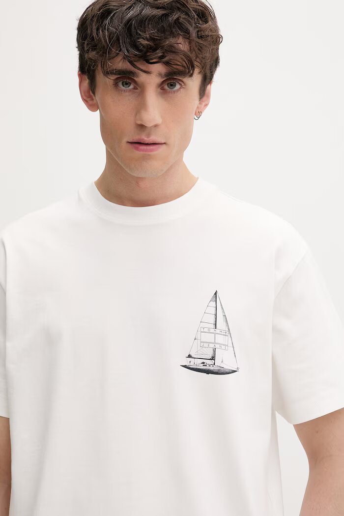Tommy Jeans тениска мъжка от памук бяла DM0DM23184