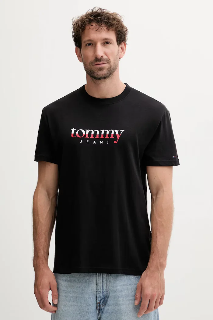 Tommy Jeans тениска мъжка от памук черна DM0DM21978