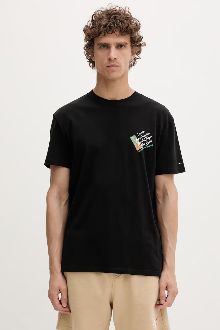 Tommy Jeans тениска мъжка от памук черна DM0DM22533