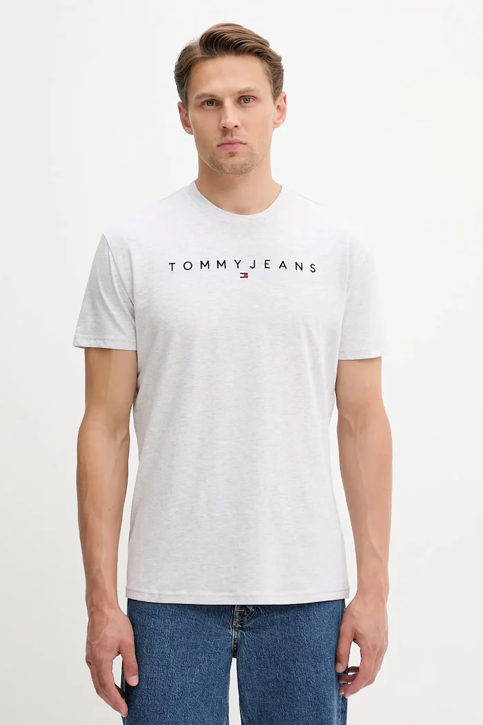 Tommy Jeans тениска мъжка от памук сива DM0DM20744