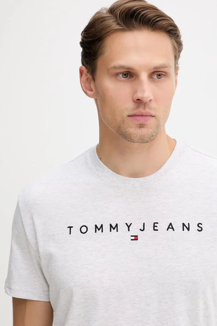 Tommy Jeans тениска мъжка от памук сива DM0DM20744